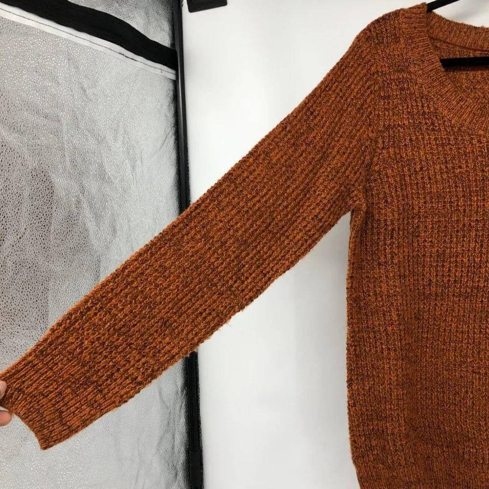 ICHI Ihodansa Rust / Ginger / Orange Long Sleeve Thick Waffle Knit Sweater LG - Picture 8 of 16